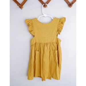 Bella's Party Handmade Mustard Pinafore Linen Girls Dress, size 4y